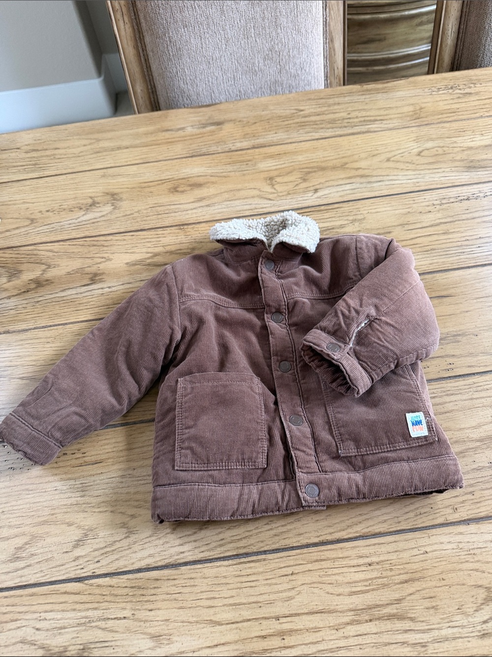 Kids Brown Corduroy Sherpa-Lined Jacket reversible by Zara